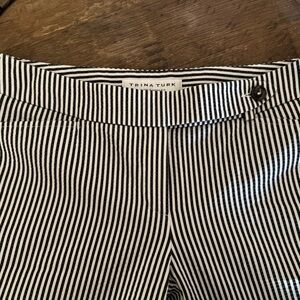 Cynthia white and blue striped wide leg trousers